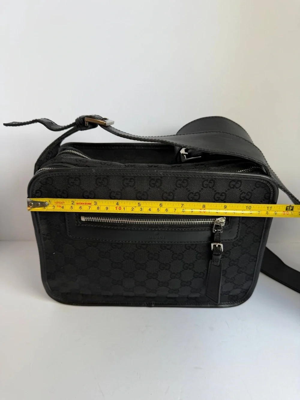 Gucci GG Monogram Canvas/Leather Black Crossbody Shoulder Messenger Bag